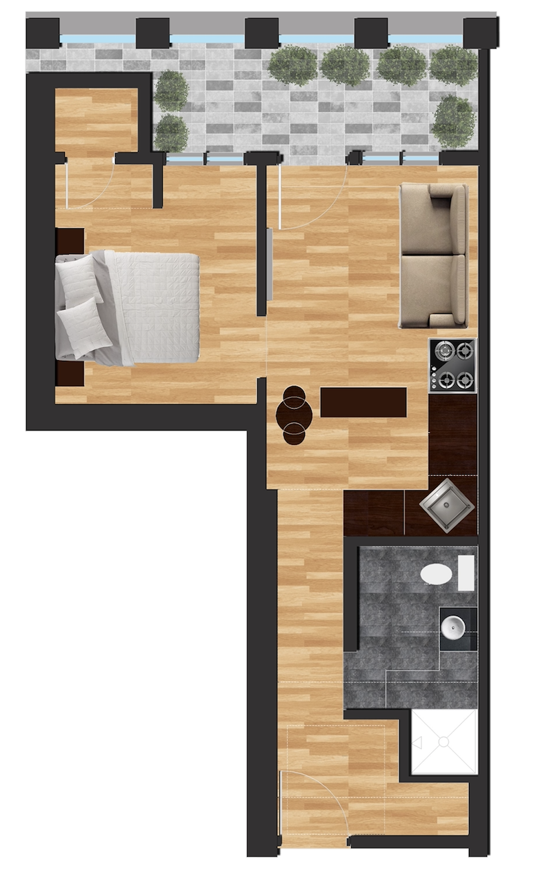 Hub, 1 Bedroom, La Crosse, Three Sixty